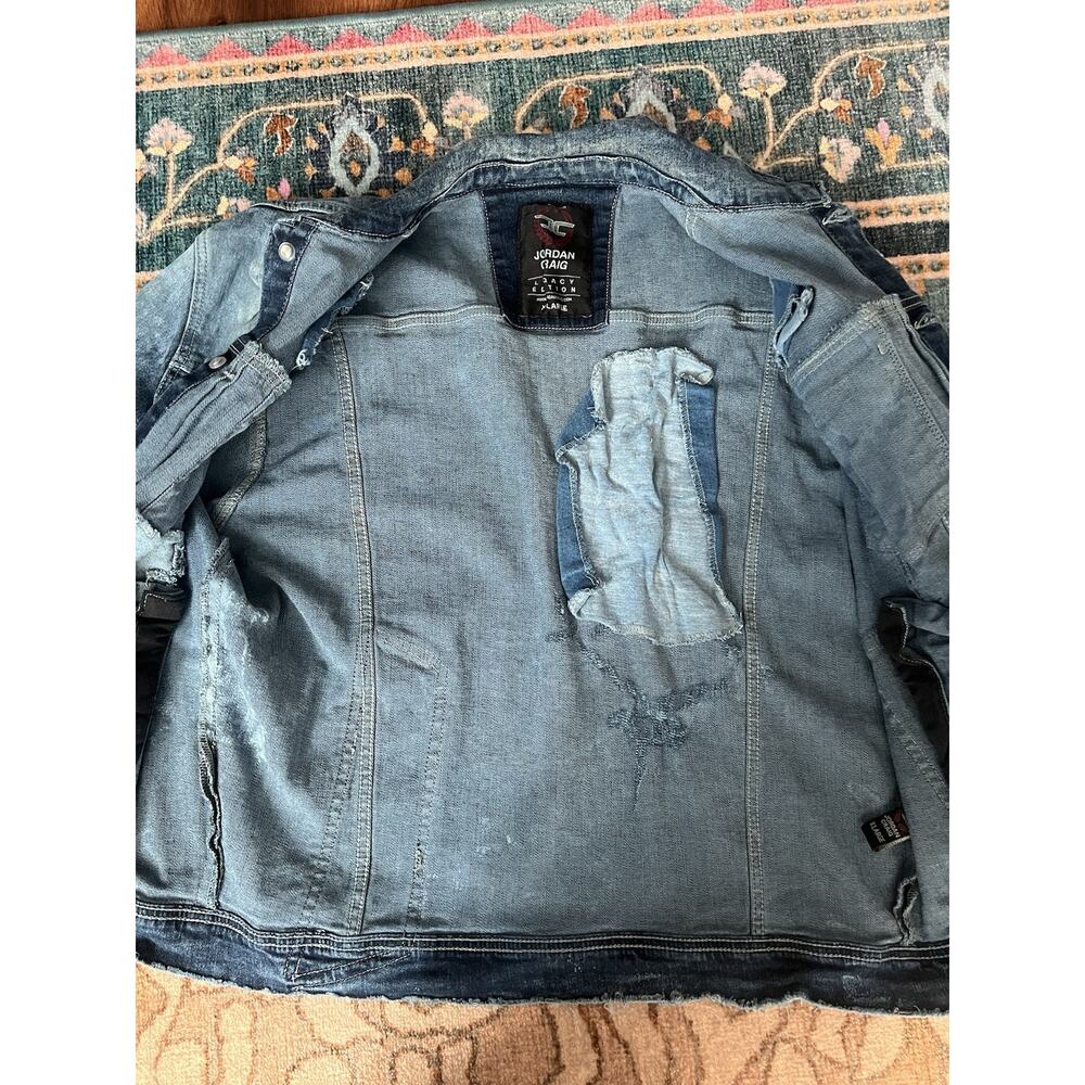 JORDAN CRAIG Men's Legacy Edition Deconstructed Distressed Denim Jacket Sz XL - Picture 11 of 16